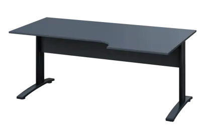 ERK 28 - 186 stůl kancelářský, rohový, pravý, kovová podnož černá, deska 25 mm, široký 1800 mm, antracit